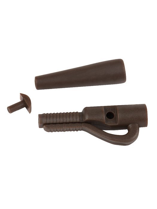 Безопасная клипса с фиксатором+конус "Volzhanka Lead Clips with Pin Tail Rubber" цвет Trans Brown (8