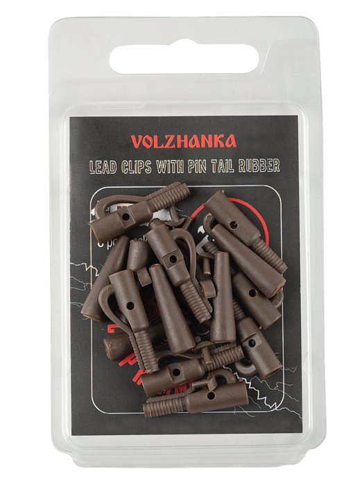 Безопасная клипса с фиксатором+конус "Volzhanka Lead Clips with Pin Tail Rubber" цвет Trans Brown (8