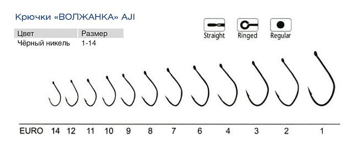 Крючки "Волжанка" Aji # 9 (10шт/уп)