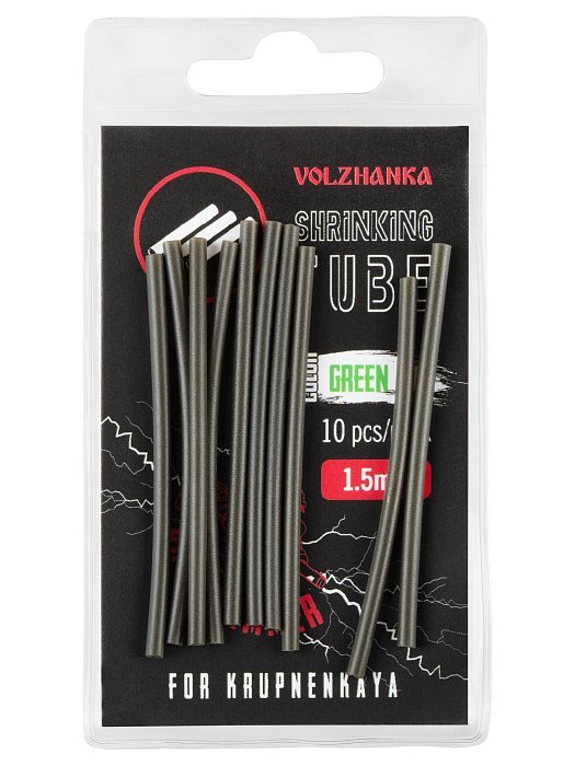 Термоусадочная трубка "Volzhanka Shrinking Tube 1.5mm" цвет Green (10шт/уп)