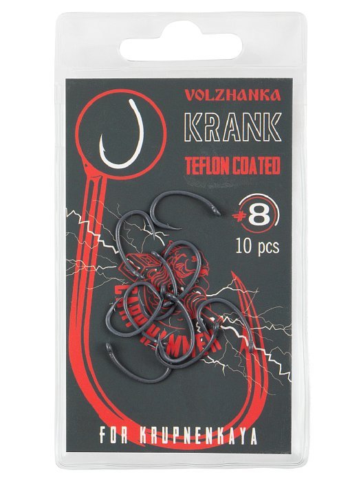 Крючок карповый "Volzhanka Krank Teflon" №8 (10 штук)