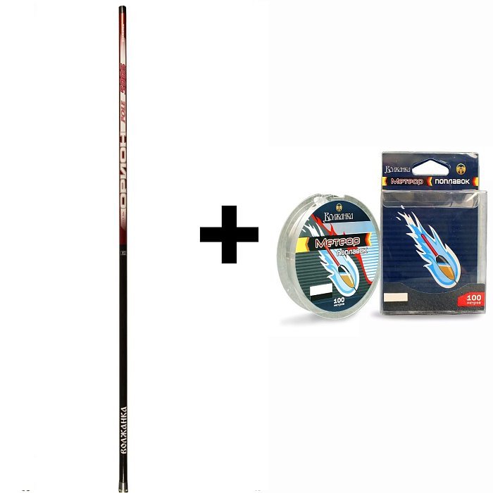 Комплект "Волжанка Орион б/к" 5.0м (5 секции) тест до 30гр + Леска моно "Метеор Поплавок" 100м/0.16мм 2.1кг цв. прозрачный