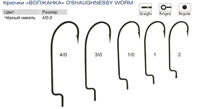 Крючки "Волжанка" O`Shaughnessy Worm  # 3/0 (5шт/уп)