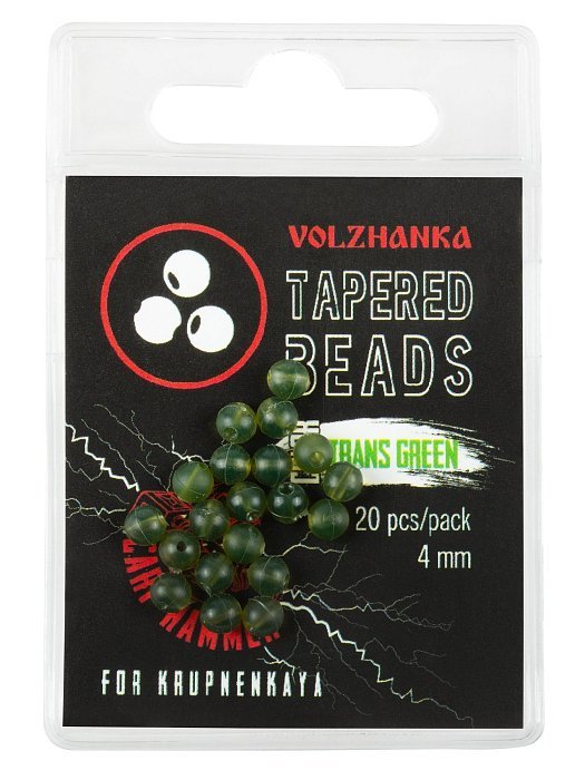 Бусина с конусным отверстием "Volzhanka Tapered Beads 4мм " цвет Trans Green (20шт/уп)