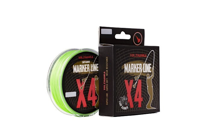 Леска плетеная Carp Hammer "Marker Line X4" 300м/0.25мм20LB цв. зеленый
