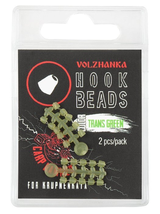 Стопор для размещения на крючке "Volzhanka Hook Beads" цвет Trans Green (2шт/уп)