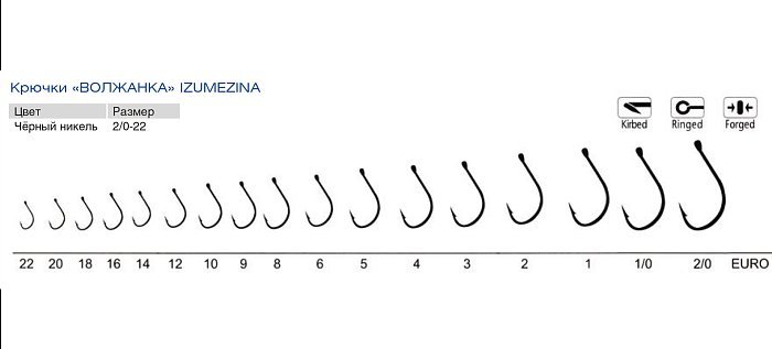 Крючки "Волжанка" Izumezina #  8 (10шт/уп)