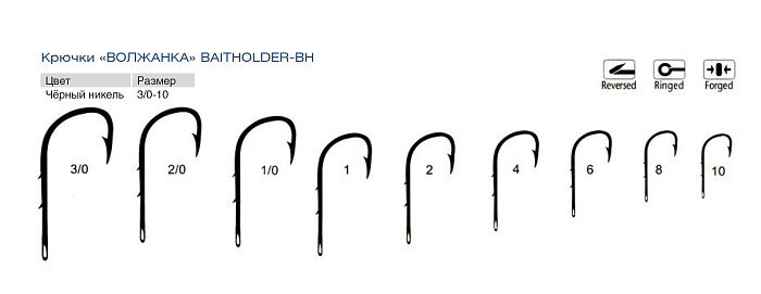Крючки "Волжанка" Baitholder-BH  # 2/0 (5шт/уп)