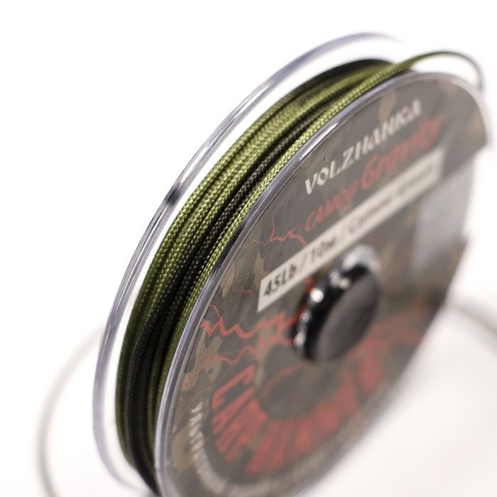 Лидкор с сердечником Ультратонкий "Gravity Camo " 45Lb 10м цв. Camou Green