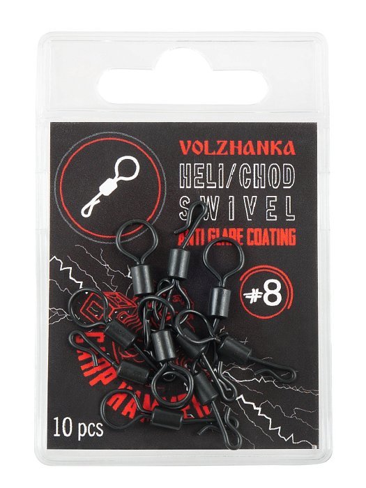 Вертлюг с увеличенным ухом и быстросъемом "Volzhanka Heli / Chod Swivel" # 8 (10шт/уп)