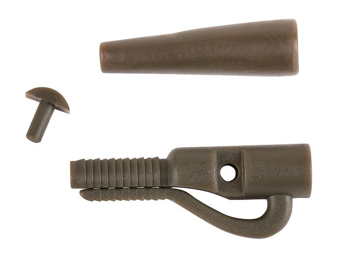 Безопасная клипса с фиксатором+конус "Volzhanka Lead Clips with Pin Tail Rubber" цвет Trans Green (8