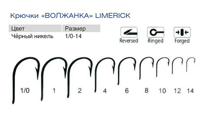 Крючки "Волжанка" Limerick # 14 (10шт/уп)