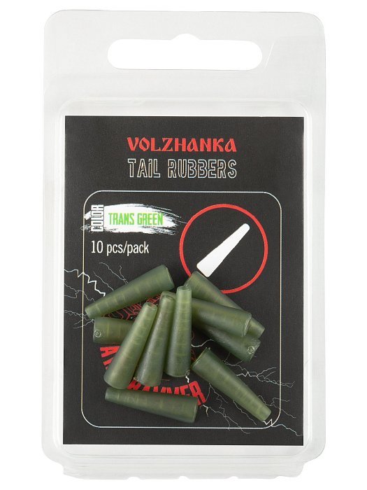 Конус "Volzhanka Tail Rubbers" цвет Trans Green (10шт/уп)