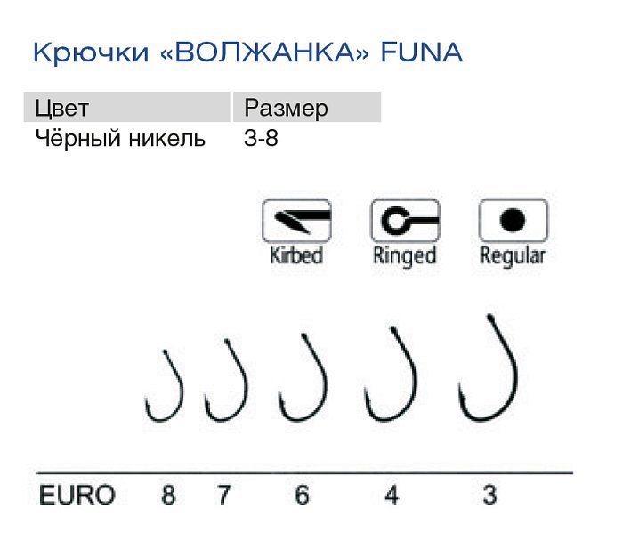 Крючки "Волжанка" Funa # 6 (10шт/уп)